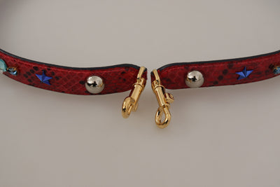 Dolce & Gabbana Rotes exotisches Leder mit Kristallen Schulterriemen