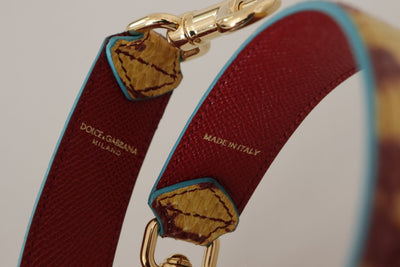 Dolce & Gabbana Gelbes Rotes Leder Goldfarbener Schulterriemen
