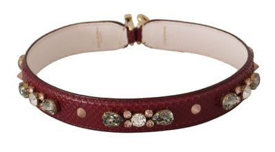 Dolce & Gabbana Bordeaux Leder Crystals Tasche Schulterriemen