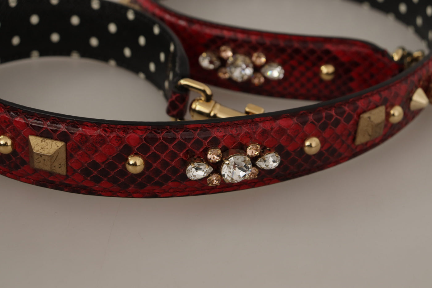 Dolce & Gabbana Rotes Pythonleder mit Kristallen Beidseitig tragbarer Schulterriemen