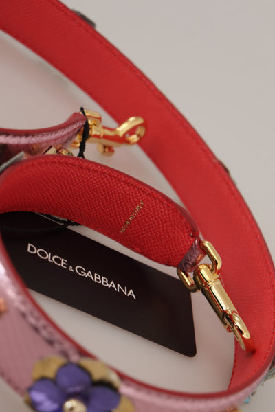 Dolce & Gabbana Metallischer rosa Leder-Nieten-Schulterriemen