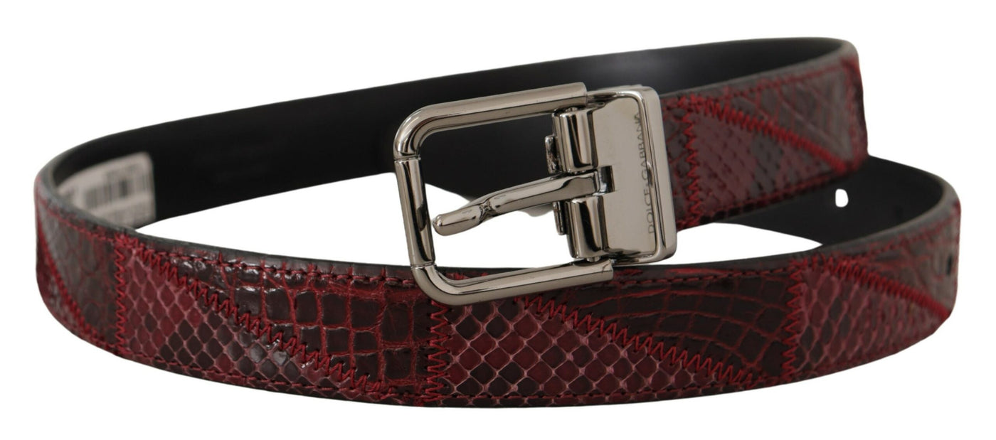 Dolce & Gabbana Roter Exotenleder-Gürtel mit Metall-Logo-Schnalle