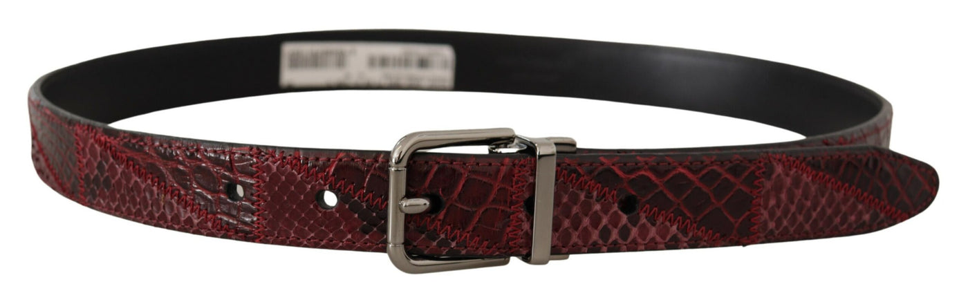 Dolce & Gabbana Roter Exotenleder-Gürtel mit Metall-Logo-Schnalle