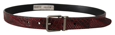 Dolce & Gabbana Roter Exotenleder-Gürtel mit Metall-Logo-Schnalle