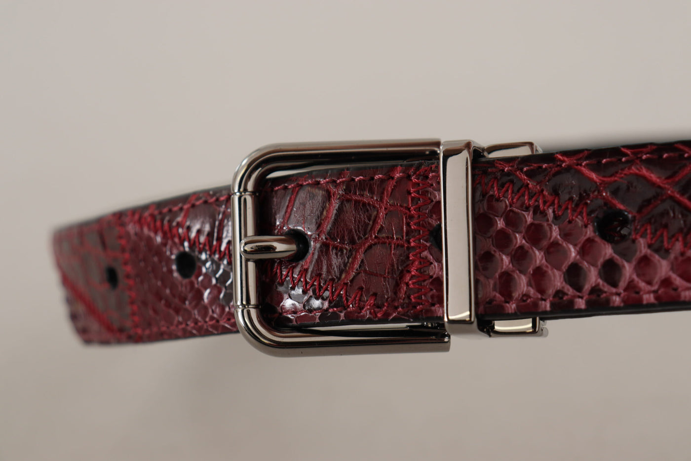 Dolce & Gabbana Roter Exotenleder-Gürtel mit Metall-Logo-Schnalle