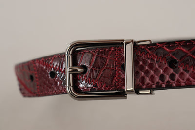 Dolce & Gabbana Roter Exotenleder-Gürtel mit Metall-Logo-Schnalle