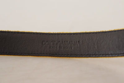 Dolce & Gabbana Senfgelber Samtgürtel mit eingraviertem Logo und Metallschnalle