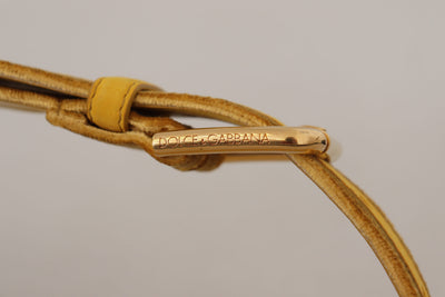 Dolce & Gabbana Gelber Samt Gold Metall Logo eingravierte Schnalle Gürtel