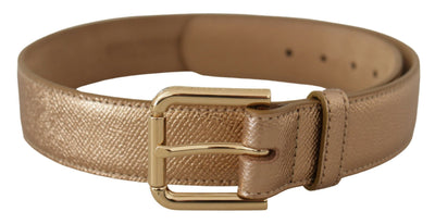 Dolce & Gabbana Rose Gold Leder Metallic Ton Metallschnalle Gürtel