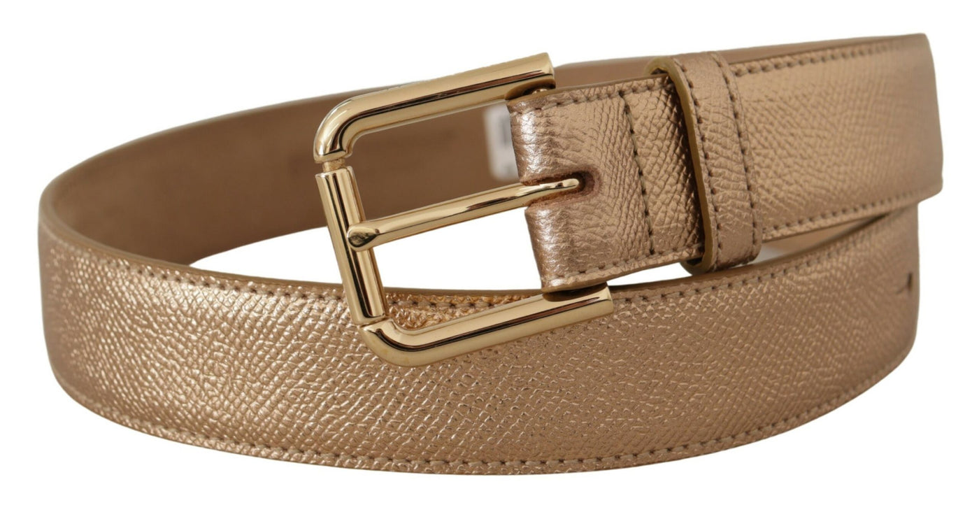 Dolce & Gabbana Rose Gold Leder Metallic Ton Metallschnalle Gürtel