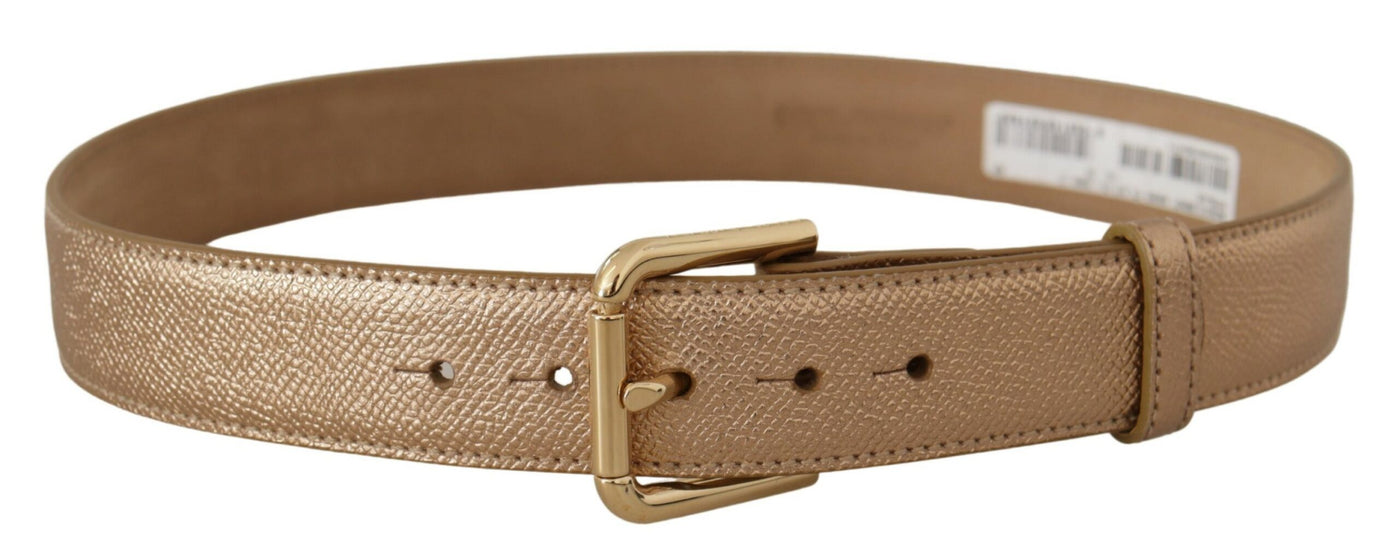 Dolce & Gabbana Rose Gold Leder Metallic Ton Metallschnalle Gürtel
