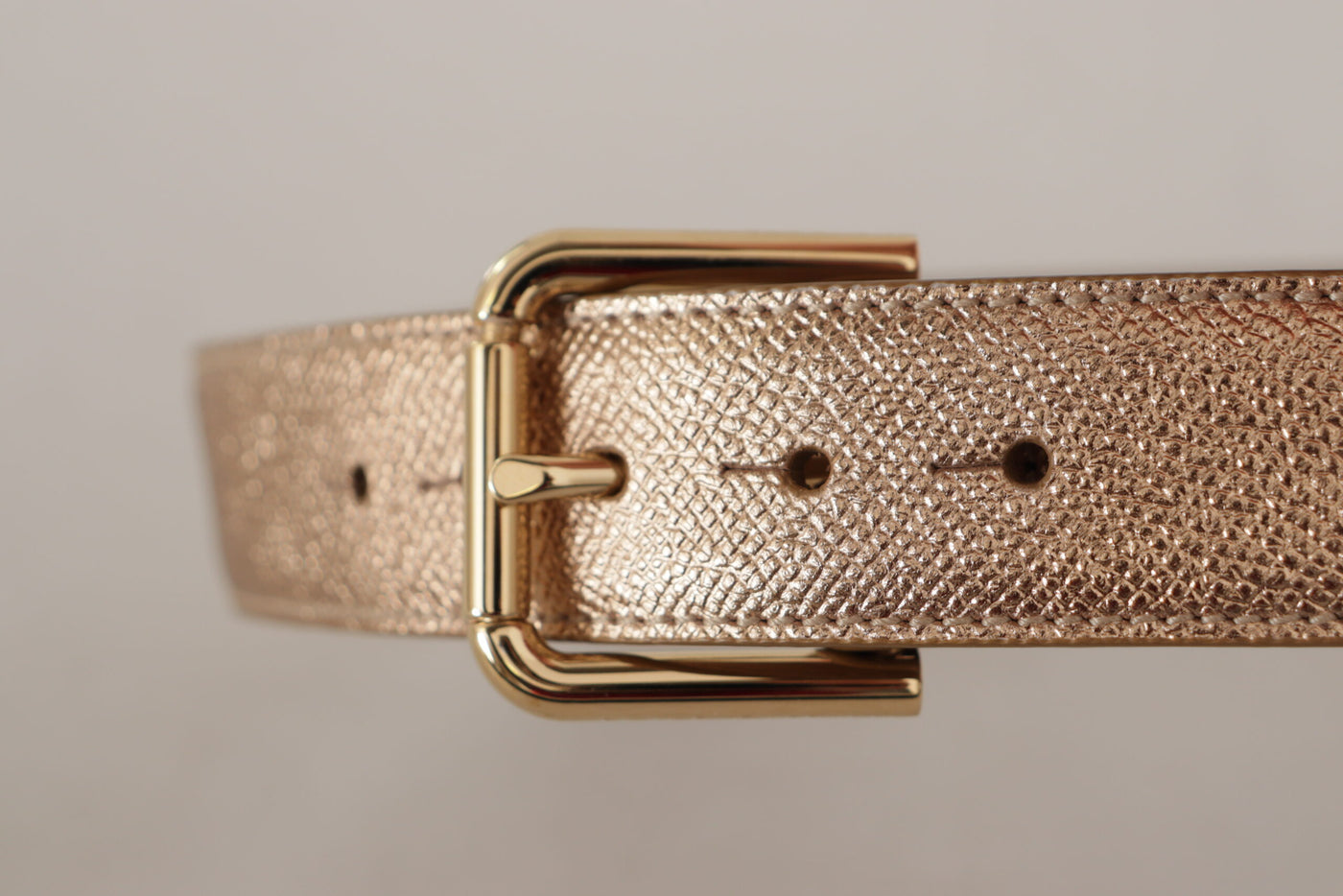 Dolce & Gabbana Rose Gold Leder Metallic Ton Metallschnalle Gürtel