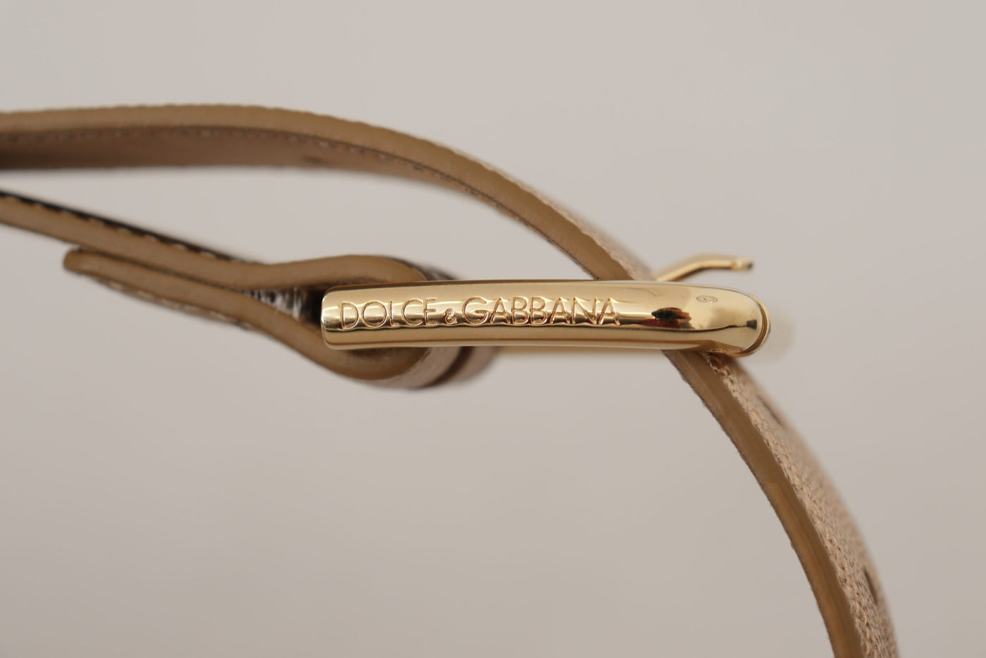 Dolce & Gabbana Rose Gold Leder Metallic Ton Metallschnalle Gürtel