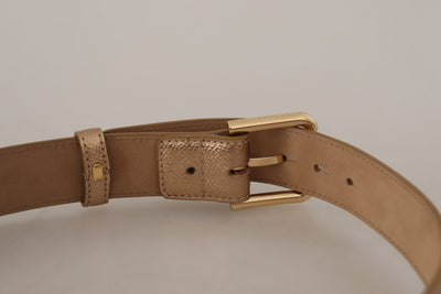 Dolce & Gabbana Rose Gold Leder Metallic Ton Metallschnalle Gürtel