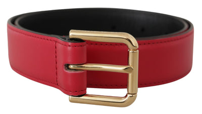 Dolce & Gabbana Roter Kalbsledergürtel mit goldfarbener Logo-Metallschnalle