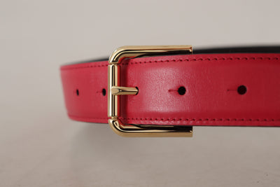 Dolce & Gabbana Roter Kalbsledergürtel mit goldfarbener Logo-Metallschnalle