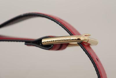 Dolce & Gabbana Roter Kalbsledergürtel mit goldfarbener Logo-Metallschnalle