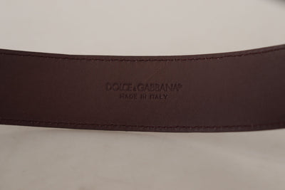 Dolce & Gabbana Kastanienbrauner Kalbsledergürtel mit Logo-Gravur und Schnalle