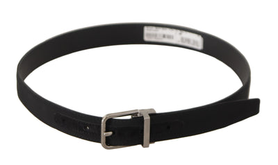 Dolce & Gabbana Schwarzer Canvas-Leder-Gürtel mit silberfarbener Metallschnalle