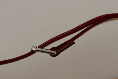 Dolce & Gabbana Red Velvet Silber Logo gravierte Metallschnalle Gürtel