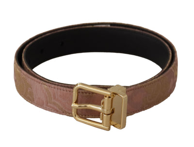 Dolce & Gabbana Rose Gold Leder Logo gravierte Metallschnalle Gürtel