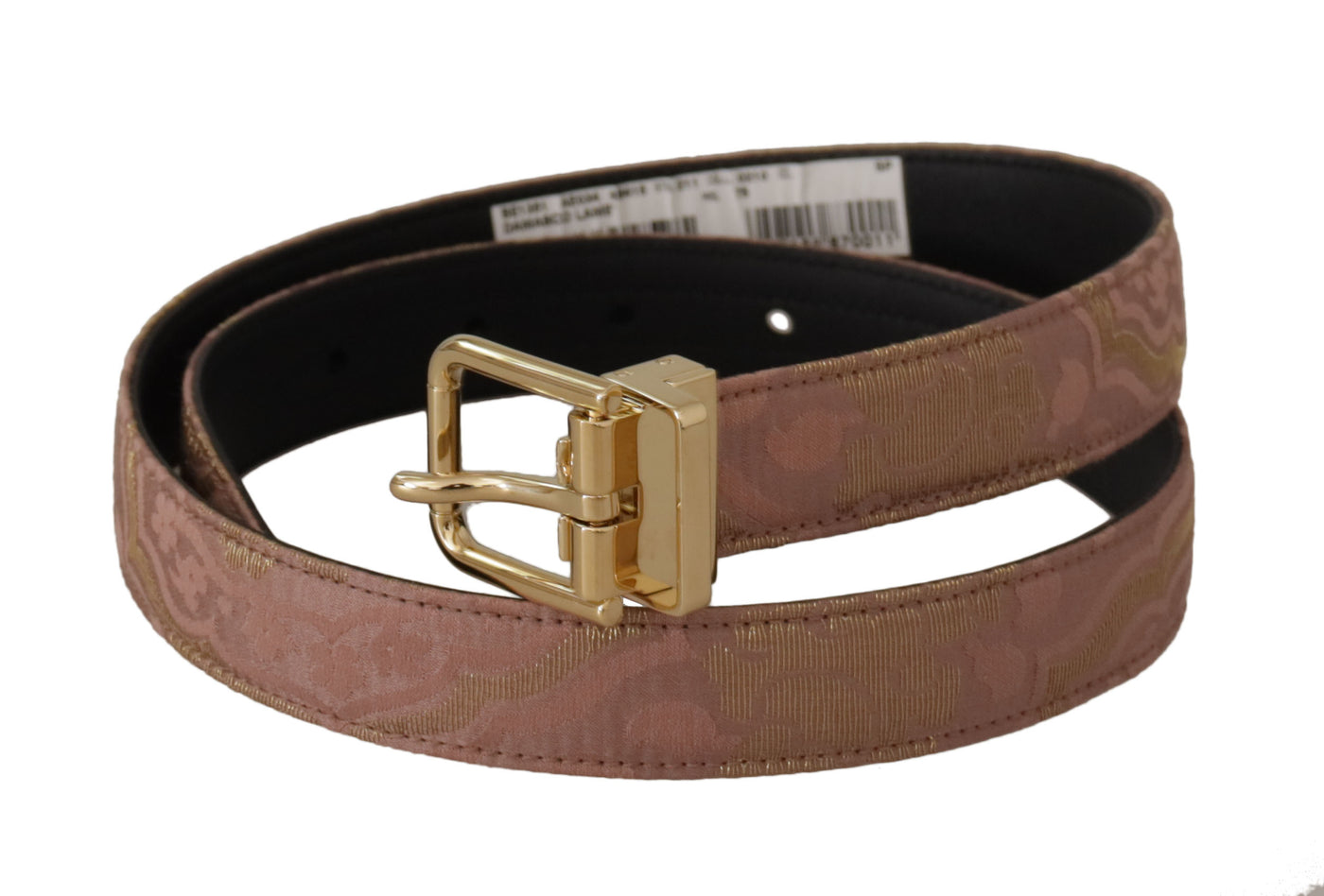 Dolce & Gabbana Rose Gold Leder Logo gravierte Metallschnalle Gürtel