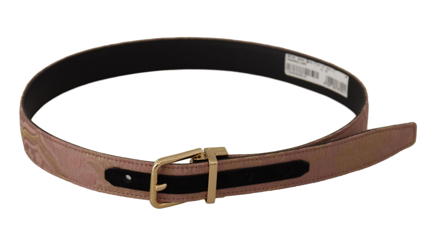 Dolce & Gabbana Rose Gold Leder Logo gravierte Metallschnalle Gürtel