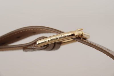 Dolce & Gabbana Bronze Kalbsleder Gold Logo Gürtelschnalle