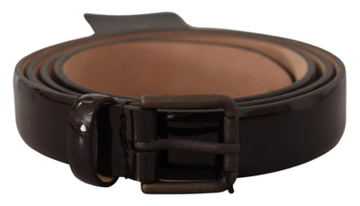 Dolce & Gabbana Schwarzer Lackleder-Logo-Metall-Gürtel mit Taillenschnalle