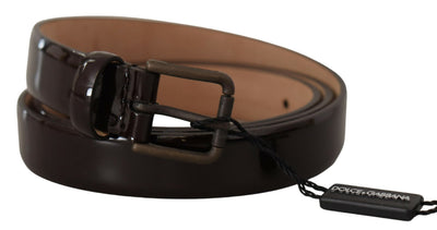 Dolce & Gabbana Schwarzer Lackleder-Logo-Metall-Gürtel mit Taillenschnalle