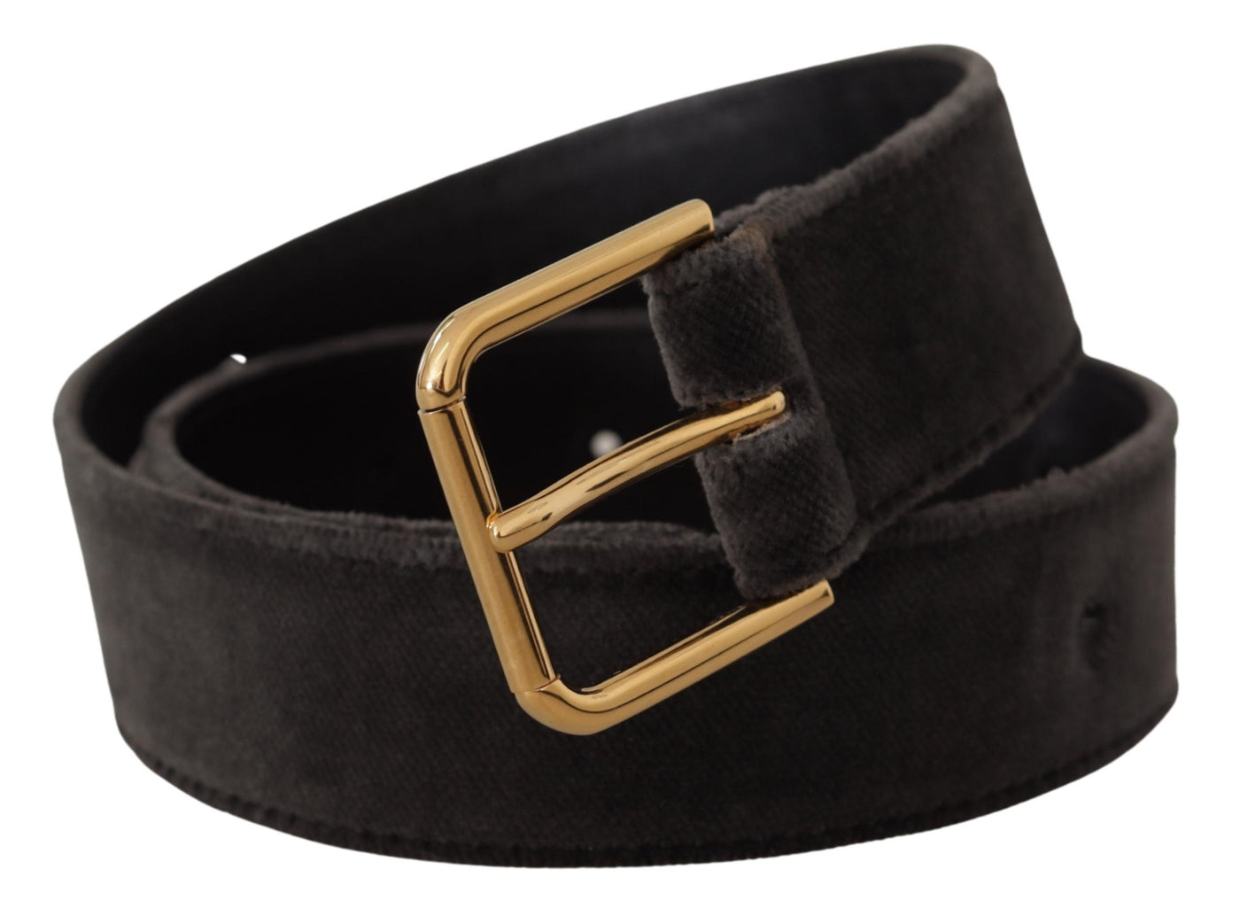Dolce & Gabbana Brauner Samt Goldton Logo Metall Gürtelschnalle