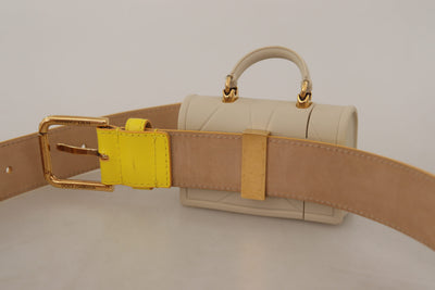 Dolce & Gabbana Gelbes Leder Devotion Heart Micro Tasche Kopfhörer Gürtel