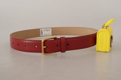 Dolce & Gabbana Rotes Leder Gelb DEVOTION Herz Tasche Schnalle Gürtel