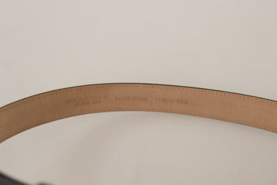 Dolce & Gabbana Schwarzes Kalbsleder Gold Metall Logo Gürtelschnalle
