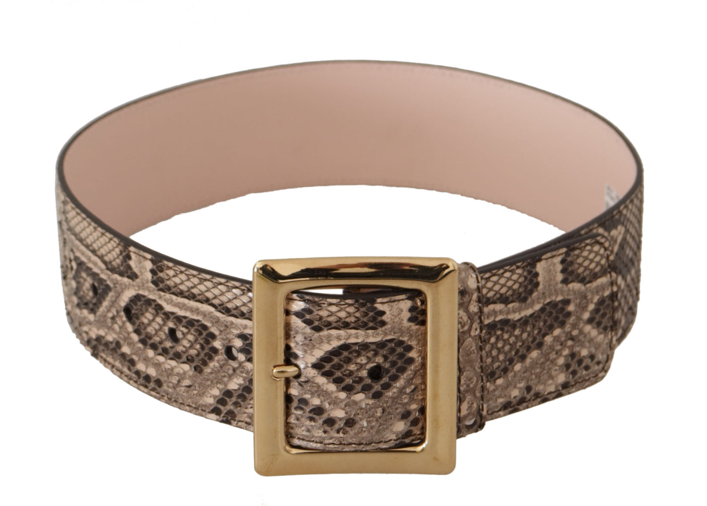 Dolce & Gabbana Beigefarbener Exotenledergürtel mit goldener Metallschnalle