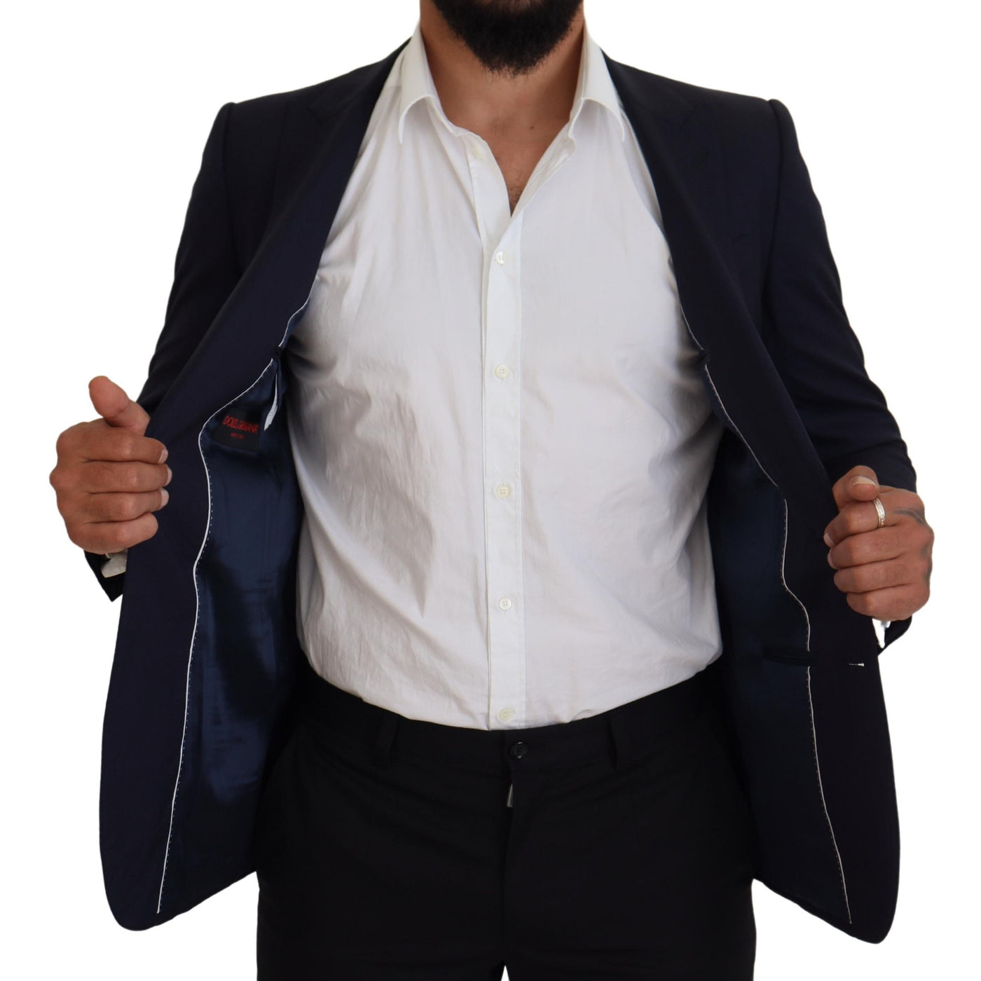 Dolce & Gabbana Blauer Wollmantel Slim Fit Formaler Blazer