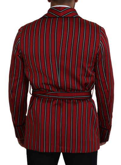 Dolce & Gabbana Rot gestreifter Martini-Bademantel mit bedrucktem Futter