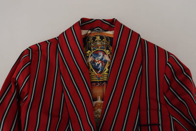 Dolce & Gabbana Rot gestreifter Martini-Bademantel mit bedrucktem Futter
