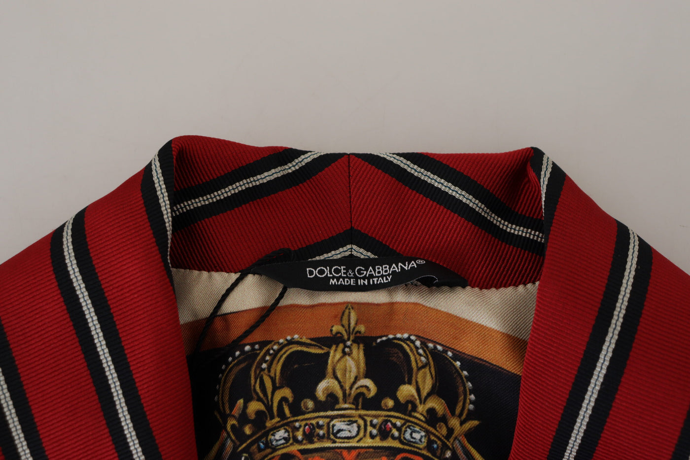 Dolce & Gabbana Rot gestreifter Martini-Bademantel mit bedrucktem Futter
