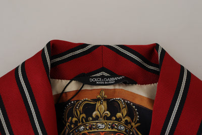 Dolce & Gabbana Rot gestreifter Martini-Bademantel mit bedrucktem Futter