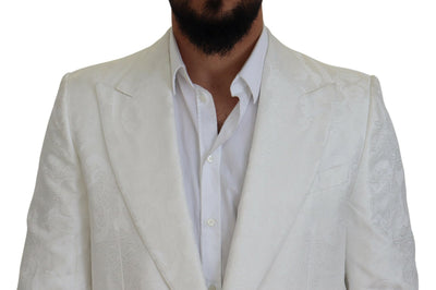 Dolce & Gabbana Weißer geblümter Brokat Trenchcoat Jacke