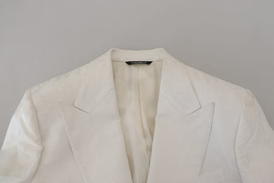 Dolce & Gabbana Weißer geblümter Brokat Trenchcoat Jacke