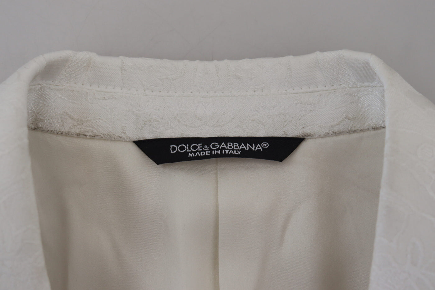 Dolce & Gabbana Weißer geblümter Brokat Trenchcoat Jacke