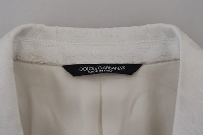 Dolce & Gabbana Weißer geblümter Brokat Trenchcoat Jacke