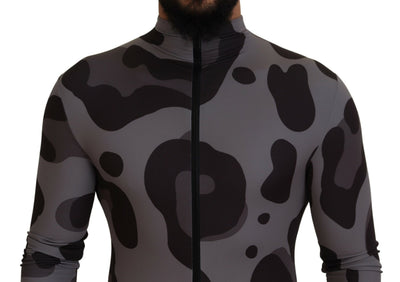 Dolce & Gabbana Grau gemusterter Polyester Neoprenanzug Bademode