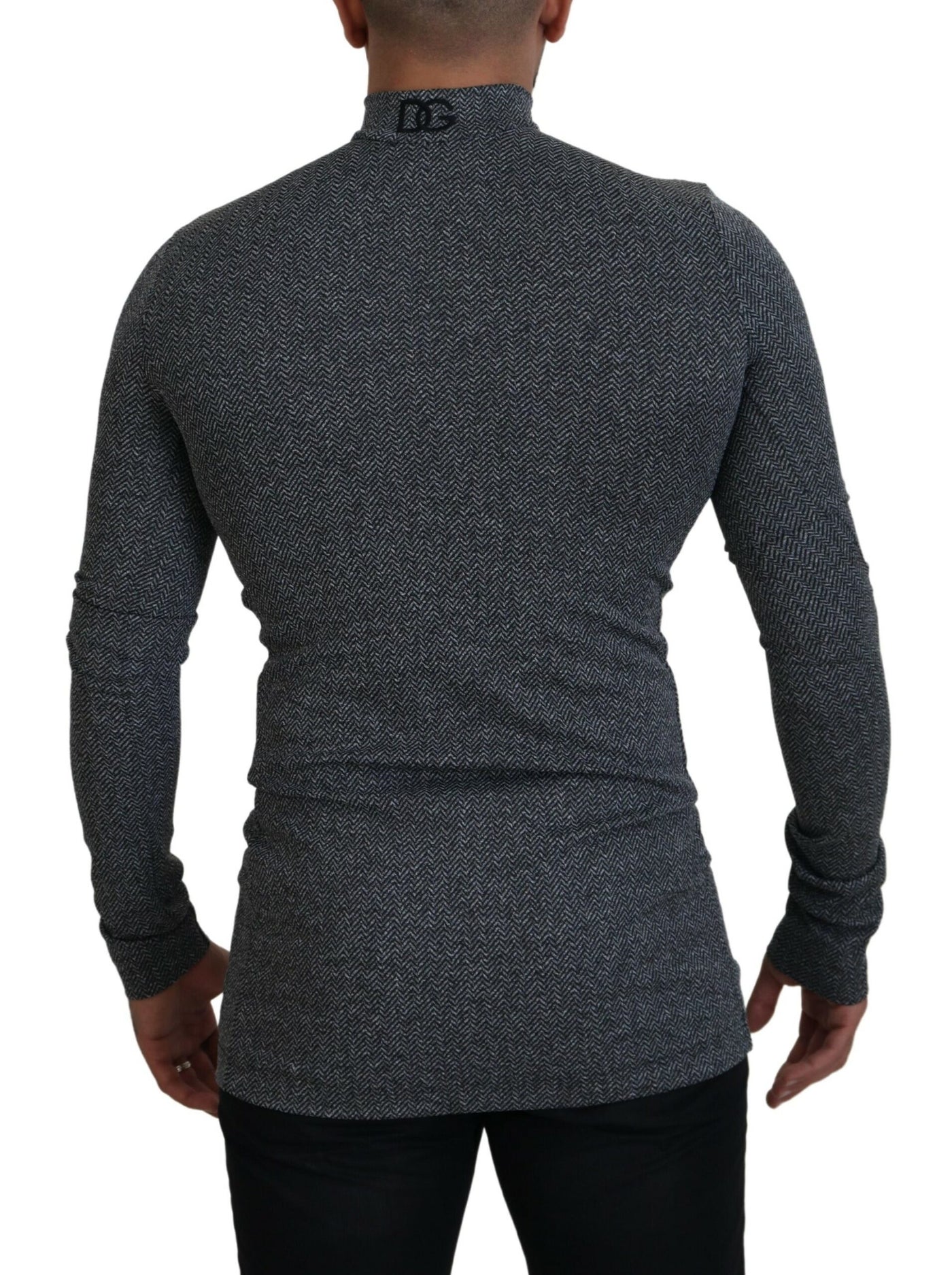 Dolce & Gabbana Dunkelgrauer Nylon-Rollkragenpullover