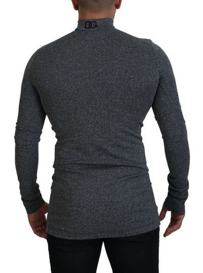 Dolce & Gabbana Dunkelgrauer Nylon-Rollkragenpullover