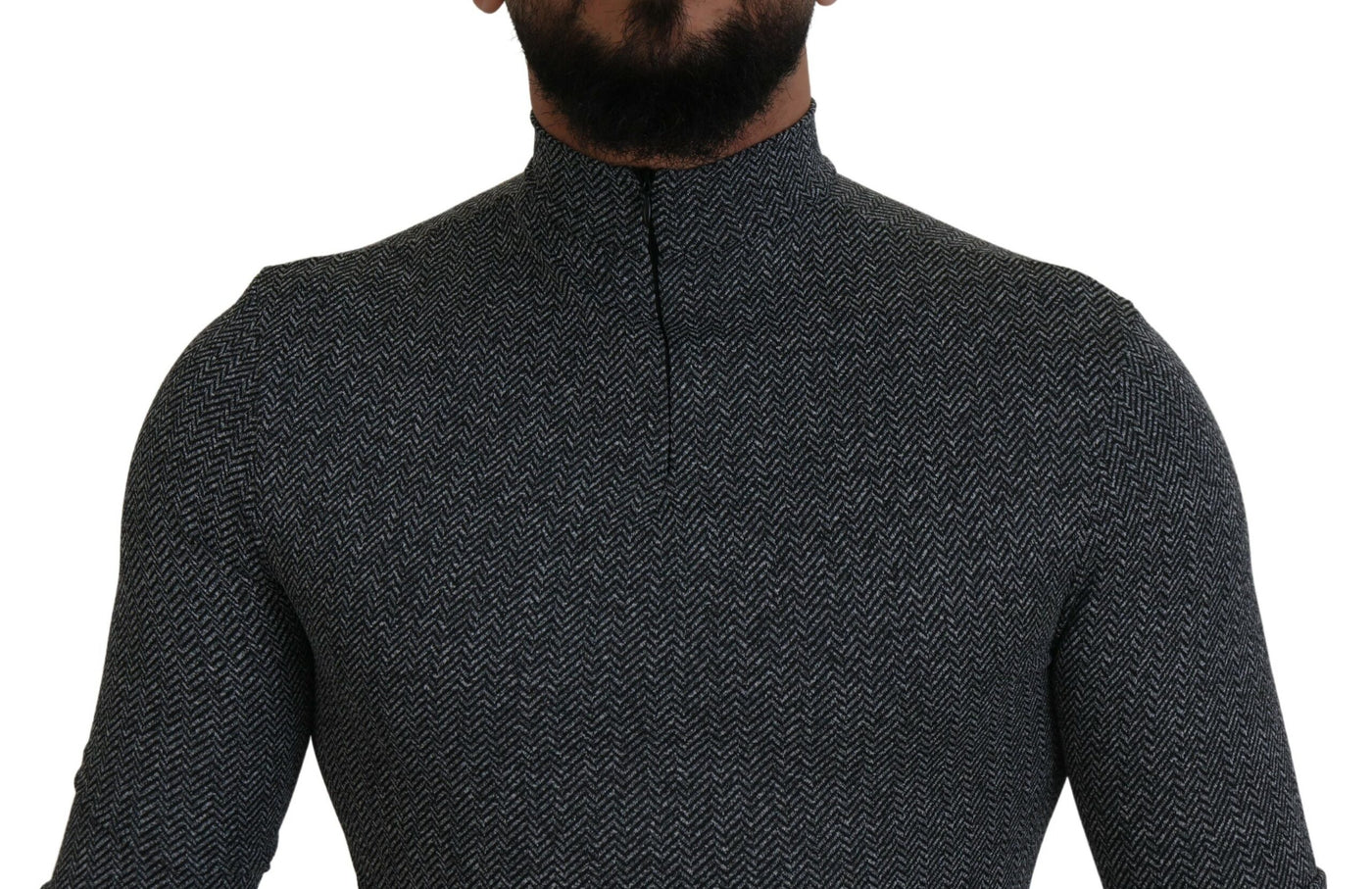 Dolce & Gabbana Dunkelgrauer Nylon-Rollkragenpullover
