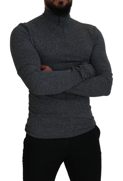 Dolce & Gabbana Dunkelgrauer Nylon-Rollkragenpullover
