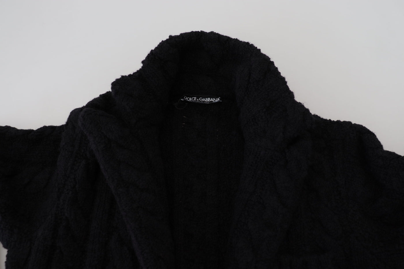 Dolce & Gabbana Schwarzer Wollstrickpullover mit Knopfleiste